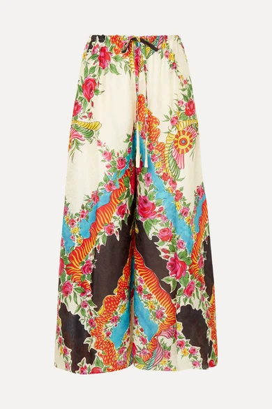 Gucci Floral-print satin-jacquard wide-leg pants