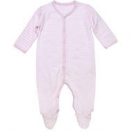 Under the Nile Snap Front Footie w Mitts, Pale Pink Stripe