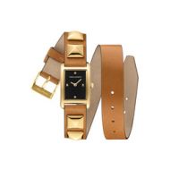 Rebecca Minkoff Moment Gold Tone Studded Leather Wrap Watch, 19MM X 30MM
