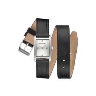 Rebecca Minkoff Moment Silver Tone Leather Wrap Watch, 19MM X 30MM