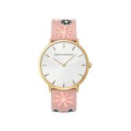 Rebecca Minkoff Major Gold Tone Stitched Pink Leather Watch, 40MM