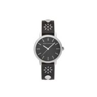 Rebecca Minkoff BFFL Silver Tone Black Studded Strap Watch, 36MM