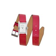 Rebecca Minkoff Moment Silver Tone Pink And Red Leather Watch, 19x30MM