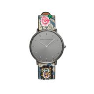 Rebecca Minkoff Major Grey Ion Plated Tone Floral Strap Watch, 40MM