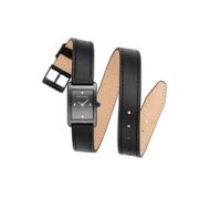 Rebecca Minkoff Moment Black Ion Plated Tone Leather Watch, 19x30MM