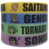 Toywiz One Punch Man Saitama, Genos, Tornado & Sonic Set of 4 PVC Wristbands