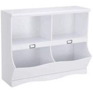 Globe House Products GHP 41.5x15.5x33.0 White Wood Multifunctional 4 Divided Storage Kids Shelf Furniture