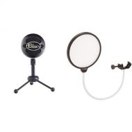 Blue Microphones Snowball USB Microphone, Cardioid Mode (Gloss Black), with Dragonpad USA Pop Filter