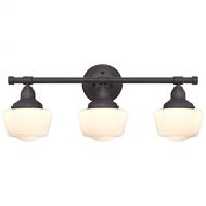 Westinghouse 6342100 Scholar Three-Light Indoor Wall Fixture, Oil Rubbed Bronze Finish with White Opal Glass