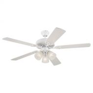 Westinghouse Vintage Three-Light 52-Inch Five-Blade Ceiling Fan, White with Frosted Ribbed Globes#78627