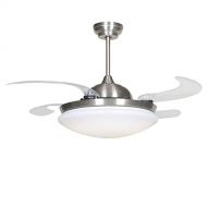 Lighting Groups Transparent Retractable Blades Ceiling Fan-42 Inch With Led Light And Remote for Living Room Bedroom Dinningroom Fan Ceiling Acrylic Chandeliers Lighting Fixture (S