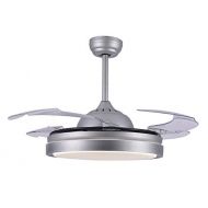 Bella Depot Contemporary Ceiling Fans with light and remote, 42 Silver Bladeless Ceiling Fan for Indoor Home Decoration Living Room Dinner Room Bedroom