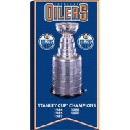 Frameworth Edmonton Oilers - 14x28 Canvas Stanley Cup Banner With Cup Photo