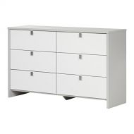 South Shore Cookie 6-Drawer Double Dresser, Soft Gray and Pure White