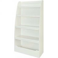 BS Book Shelves Organizer for Kids White Bookshelf for Girl & Boy Room Storage 4 Racks Child’s Teen’s for Books Toys Shoes Standard Curved Side Panels for Safe Book Display & eBook by