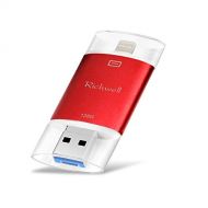 Richwell USB Flash Drive 128GB USB Stick Apply to iPhone Memory Stick Storage Encrypted usb3.0 3in1 OTG Thumb Drive Compatible iPhone iPad Android and Computer (Red128G-SG)