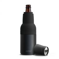 Asobu Frosty Beer 2 Go Vacuum Insulated Double Walled Stainless Steel Beer Bottle and Can Cooler with Beer Opener (Black 2 pack)