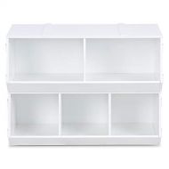 AyaMastro White 32 Kids Stackable Toy Box Storage Cabinet Bookcase Organizer Shelf Rack with Ebook
