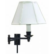 Stone House of Troy LL660-OB Library Lamp Collection Swing Arm Wall Lamp Oil Rubbed Bronze with Off-white Softback Shade