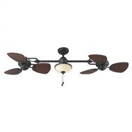 Harbor Breeze Twin Breeze Ii 74-in Oil-rubbed Bronze Outdoor Downrod Ceiling Fan