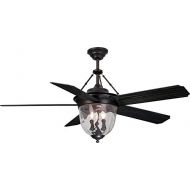 Craftmade Outdoor Ceiling Fan with Light KM52ABZ5LKRCI Knightsbridge 52 Inch Patio Fan with Remote, Bronze