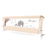 BABY BBZ Bed Rail  Mesh Bed Rail for Toddlers  Single Fold Safety Bedrail  Queen Size Bed Guard for Kids  Beige Color with Elephant Print  Easy to Use  for The Baby’s Safe Sl