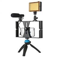 ZOOARTS Smartphone Video Rig Camera Cage+ LED Studio Photographic Light + Video Microphone + Mini Tripod Mount Kits Xmas Gifts