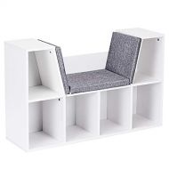 AyaMastro Kids Multi-Purpose Bookshelf Storage Versatile Bench Shelf w/Cushion with Ebook