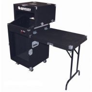 ODYSSEY Odyssey CS4812WDLX Carpeted Slide Style Combo Case With An 8u Slanted Rack And A 4u Top And 12u Bottom Vertical Rack With Wheels And Side Table