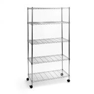 AmazonBasics Seville Classics 5-Tier Steel Wire Shelving with Wheels, 30 W x 14 D x 60 H, Chrome