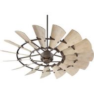 Quorum 196015-86 Windmill Ceiling Fan in Oiled Bronze with UL Damp Weathered Oak Blades