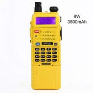 HESENATE HT-UV8R Plus Tri-Power 8/4/1W Two Way Radio W/3800mAh Large Battery Walkie Talkie (Yellow)