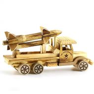 DUDU Wooden Car Carrying an Airplane Model, Placed in A Childrens Bedroom, On A Desk Shelf