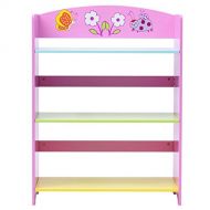 Erama-ix Kids Bookcase with 3 Shelves Kids Adorable Corner Adjustable Bookshelf Pink
