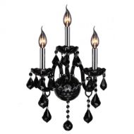 Worldwide Lighting Provence Collection 3 Light Chrome Finish and Black Crystal Candle Wall Sconce 13 W x 18 H Medium Two 2 Tier