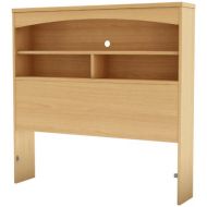 South Shore Step One Bookcase Headboard with Shelf Storage, Twin 39-inch, Natural Maple
