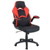 LCH Racing Style Leather Gaming Chair - High Back Executive Office Chair with Adjustable Tilt Angle and Flip-up Arms Computer Desk Chair, Thick Padding Ergonomic Design for Lumbar