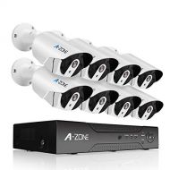 Security Camera System, A-ZONE 4MP IP PoE 8 Channel with 8 Outdoor Surveillance Kit 2560x1440 Cameras Super HD Night Vision,Without HDD