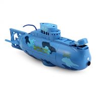 Paradise Treasures Kids Mini RC Toy Remote Control Boat Submarine Ship Electric Toy Waterproof Diving in Water for Gift 6 Channel Remote Control Submarine- Blue