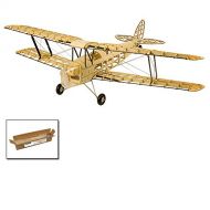 Upgrade Balsa Wood Airplane Kits Mini Tiger Moth Biplane, 39 Laser Cut Electric RC Plane Kit to Build for Adults, DIY 4CH Remote Radio-Controlled Airplane Flying Aircraft RC KIT fo