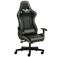 JL Comfurni Gaming Chair Office Chair Racing Sport Swivel Leather Desk Chair Reclining Chair Computer Chair High Back with Lumbar Cushion Height Adjustable -Black