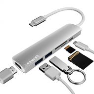 Yusion USB C Hub 6-in-1 Aluminum Multiport Adapter,4K HDMI Port, 2 USB 3.0 Ports, SD, Micro SD,USB C Charging Port for Macbook Pro, Surface Pro,Chromebook, USB Flash Drives and More (Silv