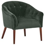 Rivet Marina Mid-Century Curved Tufted Velvet Accent Chair, 28.7W, Hunter Green