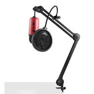 Blue Microphones Yeti Red USB Microphone with Knox Studio Arm and Pop Filter