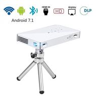 UVIA Pico Pocket Mini Projector, 1080P WiFi Theater Smart Video DLP Projector Support Android 7.1 System Bluetooth HDMI USB TF Card Home Cinema, Wireless Display (White)