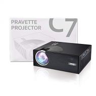 Projector, PRAVETTE Mini Projector Portable Projector 1080p with HDMI, USB, TF, Headphone Supports iPhone Android Laptop PC Outdoor Projector