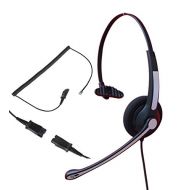 Audicom Monaural Call Center Telephone RJ11 Headset Headphone with mic + Noise Cancelling + Quick Disconnect for Plantronics M10 M22 Vista Adapter and Cisco 7975 9971 Office Landli