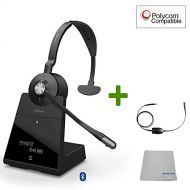 Global Teck Worldwide Polycom Compatible Jabra Engage 75 Wireless Headset Bundle with EHS Adapter, 9556-583-125-PLY | VVX and Soundpoint Phones, Bluetooth, PC/MAC, USB, Skype for Business (Mono - EHS -