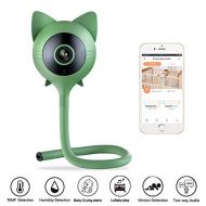 786 innovations Cute Cat Style Baby Monitor Temperature and Humidity Display Real Baby Crying Alarm System Lullaby Music 1080 P Ultra-Clear Night Vision Motion Alarm Function Two-W