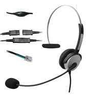 Voistek Corded Mono Monaural Call Center Telephone RJ Headset Noise Cancelling Headphone with Mic and Quick Disconnect for Avaya Nortel Polycom Nec GE Office Landline IP Phones Des